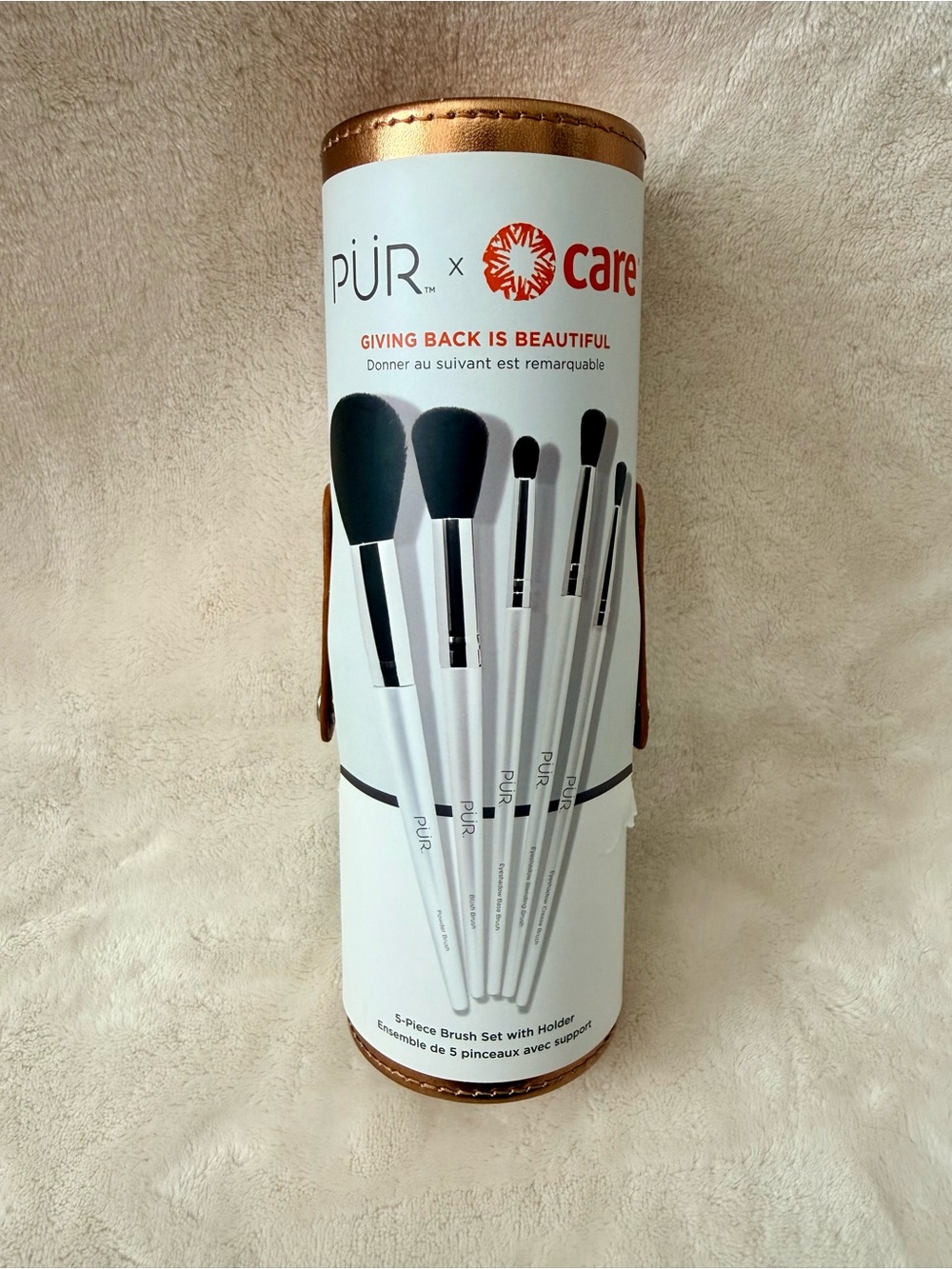 NEW PÜR x CARE 5 Piece Makeup Brush Set Holder Vegan Cruelty Free Travel